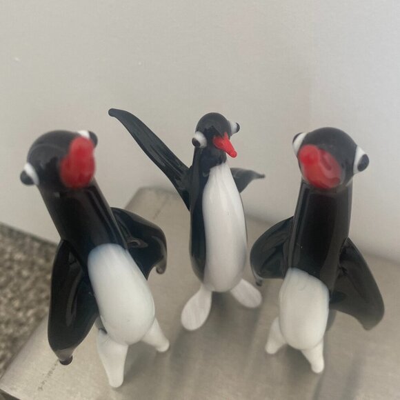 Set of 3 Vintage‎ Blown Glass Penguins - Picture 1 of 8